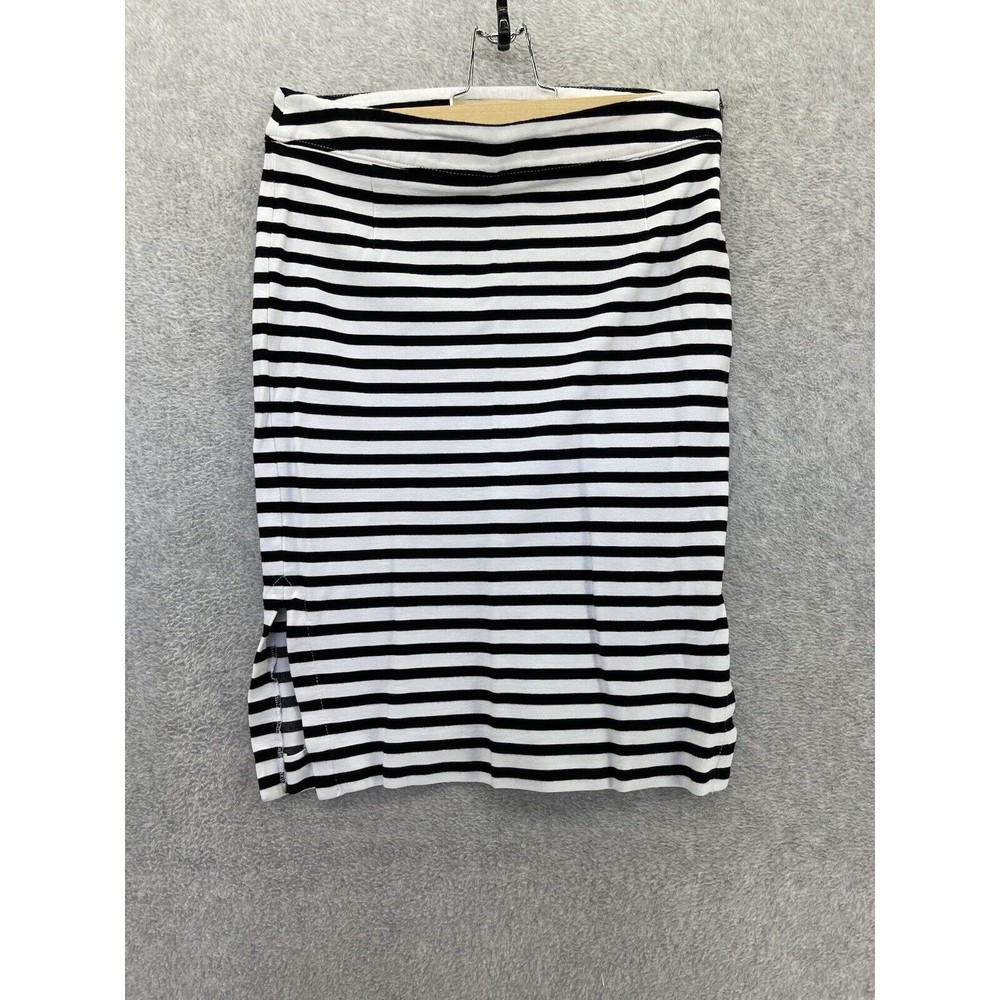 Banana Republic Women's Skirt Striped Side Slit Pull On Size 4 Black White - Picture 1 of 9